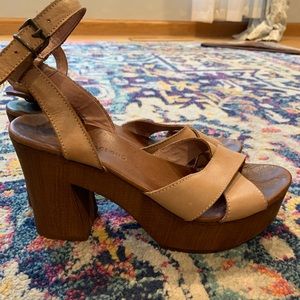 Musse and Cloud leather and wood platform sandals